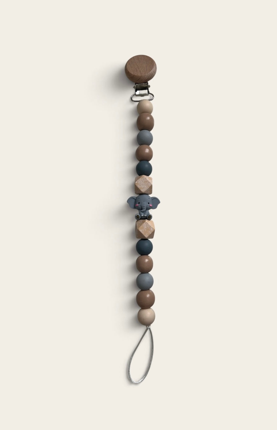 elephant dummy clip beige and grey 