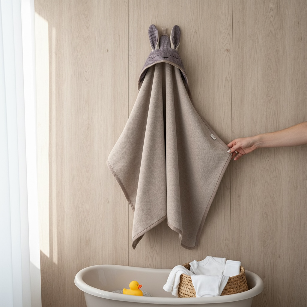 Hanging hooded bunny bath towel 