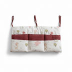 Baby cot organiser with animal print, nursery hanging storage for nappies, wipes and baby essentials