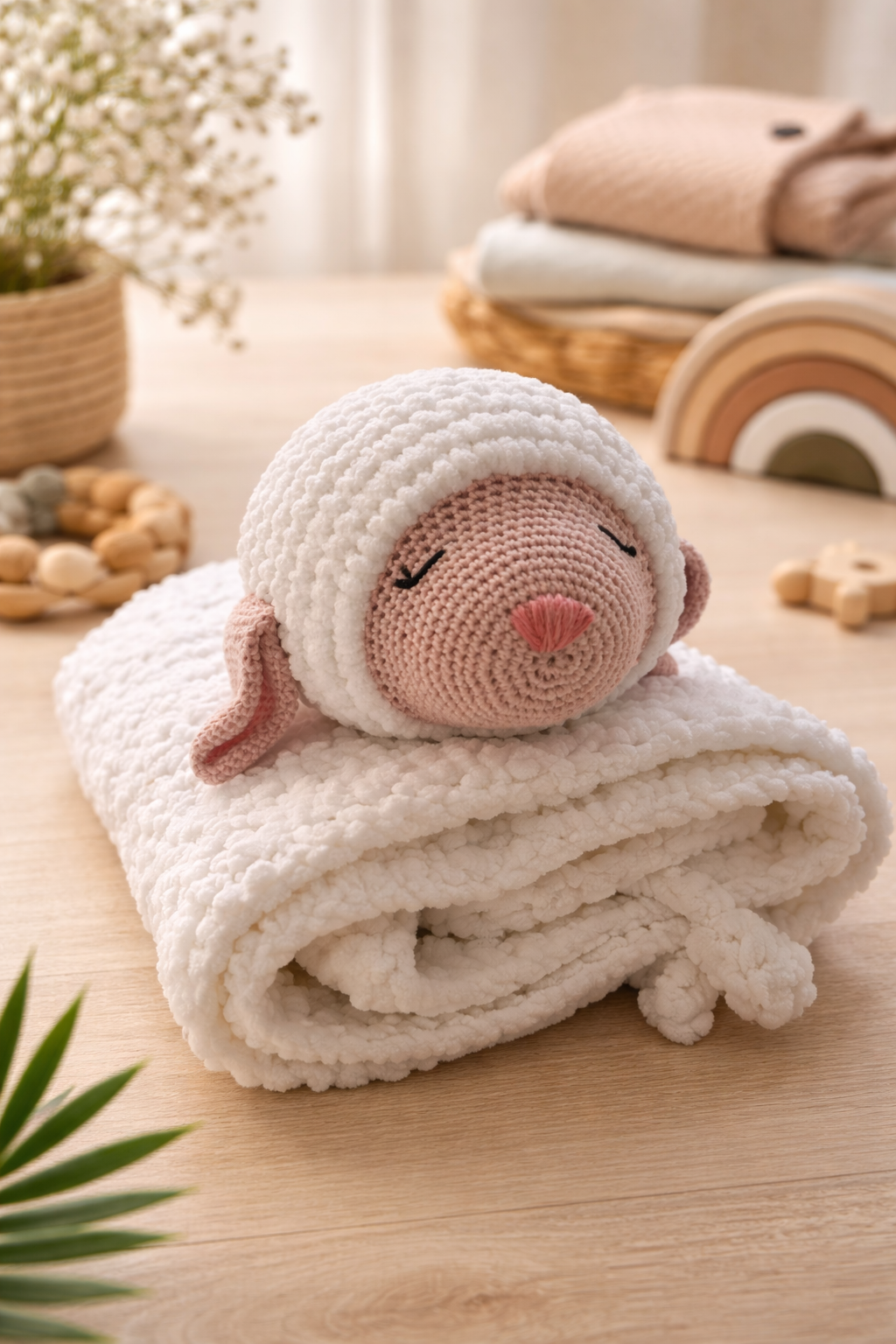 handmade lamb crochet baby blanket soft newborn baby blanket perfect baby shower gift