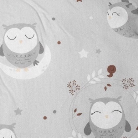Grey owl printed fabric baby sleeping sack 