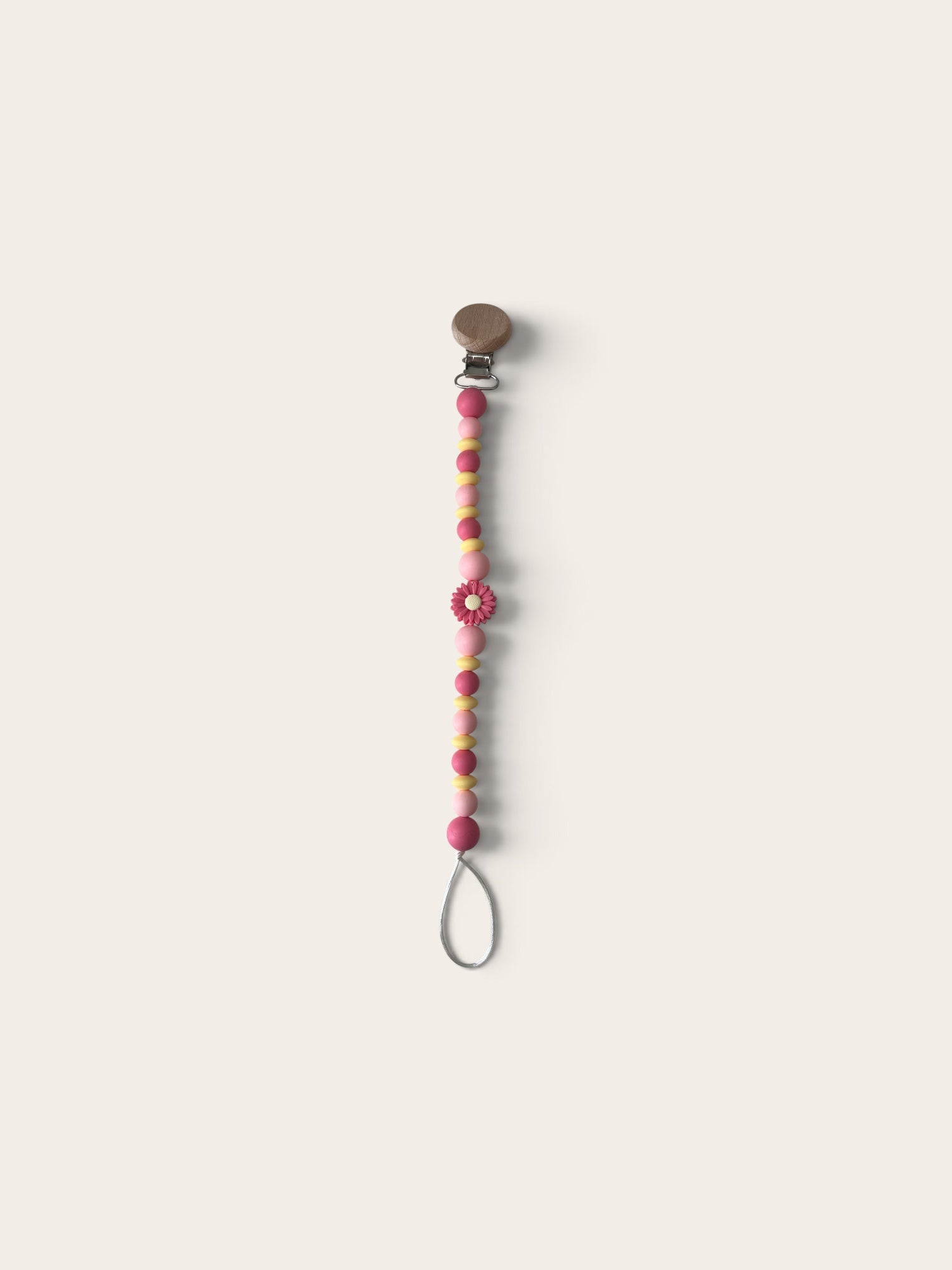 pink and yellow silicone floral dummy clip 