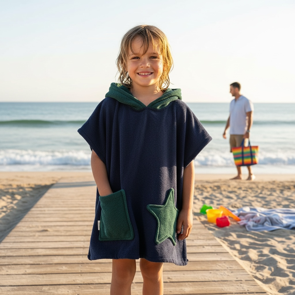 Toddler swim poncho hooded towel for kids ages 3–6